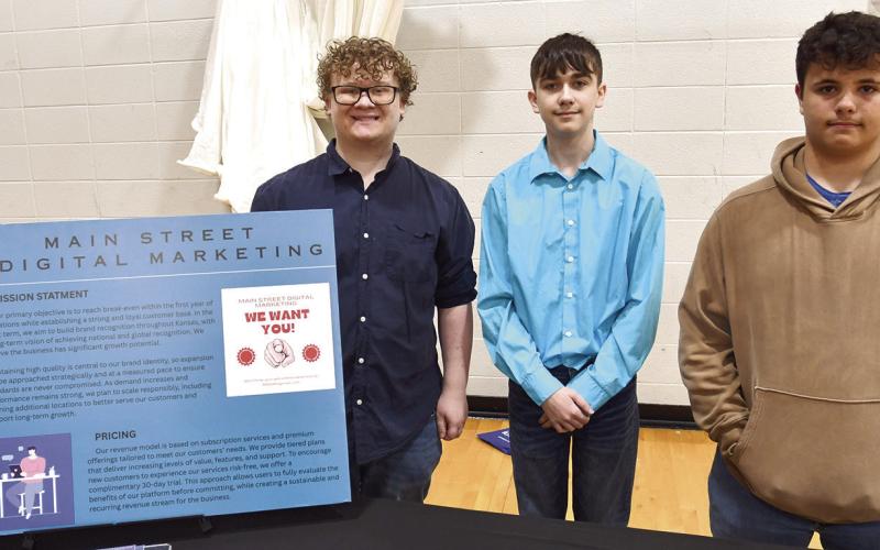 Damon Moore, Jasper Cox and Buel Pool presented their business Main Street Digital Marketing at the annual Cherokee County Youth Entrepreneurship Fair was held March 5.