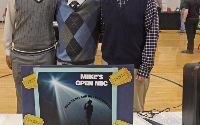 Representing the business Mike’s Open Mic were Jaxon Aycock, Ryland Davis and Kolby Matson. They were participatng in the annual Cherokee County Youth Entrepreneurship Fair held March 5.
