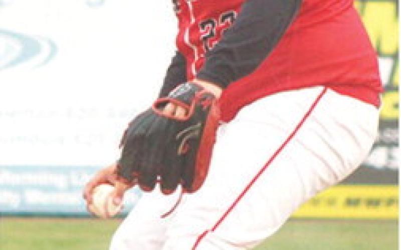Jarrett Lawson, Baxter Springs High School Senior, signed to play baseball with Central Christian College. He pitched six innings in game two of a double header with Columbus, March 26, for the CNC League opener season. The Lions won the game, 8-2, after losing game one, 0-1, to the Titans.