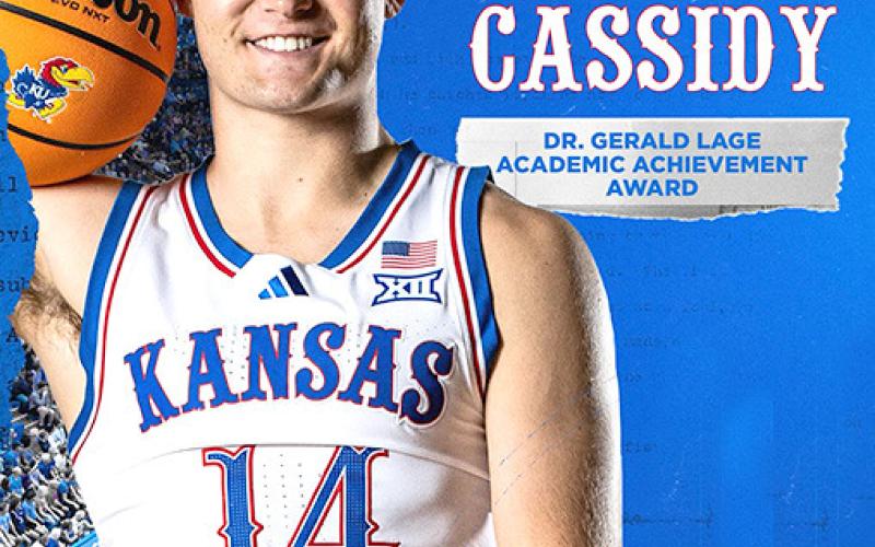 Former Columbus Titan Standout, Patrick Cassidy, has proven his excellence on and off the court. Patrick is a member of the Kansas Jayhawk Men’s Basketball Team and has earned the Dr. Gerald Lage Academic Achievement Award for his excellence in the classroom as a graduate student at the University of Kansas. The CUHS Graduate is the son of Jeff and Julie Cassidy of Columbus. Courtesy photo.