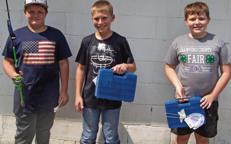 Cherokee County Sportsmen’s Club annual Kids Fishing Derby winners in the 10 years old to 12 years old were first place Kaden Fleshman with a 2.44 pound total catch. The “Big Fish” plaque went to Tate Godfrey and second place in the fishing tourney with a 2.32 pound bass and Phillip Turner was third with a 1.86 pound bass.