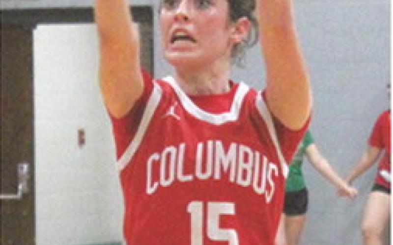 Lady Titan Junior, Natalie Wary, scored six points in the third quarter of the 25-55, Columbus loss in Cherryvale, Tuesday.