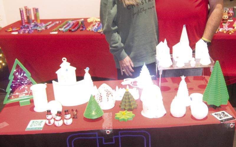 Hollie and Dustin Damrill with D and H Innovations were one of the vendors at the inaugural Christmas Market held at State Theatre Event Center November 29. The Damrills’ business makes 3-D printed art pieces.