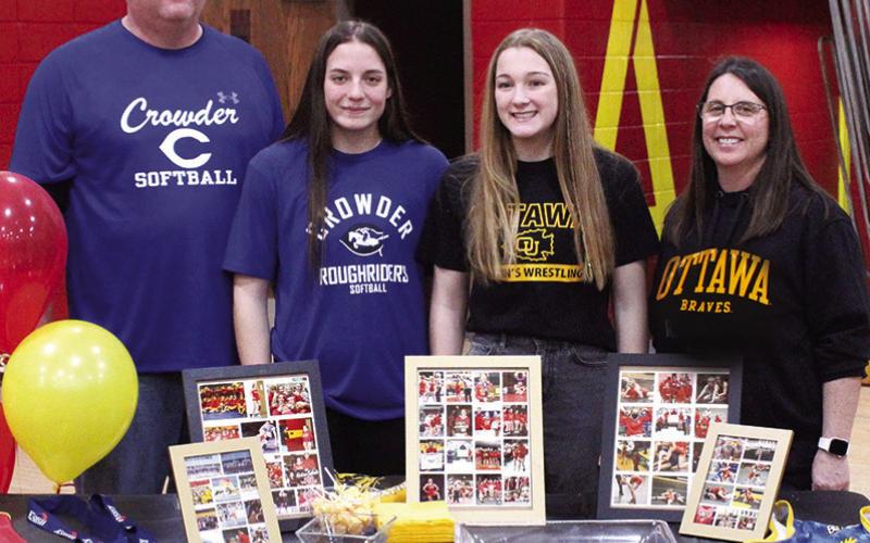 Lady Titan Senior Addison Saporito, signed a National Letter of Intent to continue her wrestling career with the Ottawa Women’s Wrestling Team. In recognition of National Signing Day, the first Wednesday of February, a ceremony was held Monday at the CUHS Gymnasium for seven Titans extending their careers to the college level. Addison’s signing was witnessed her parents, Aimee and Chad Saporito and sister Aubree Saporito.