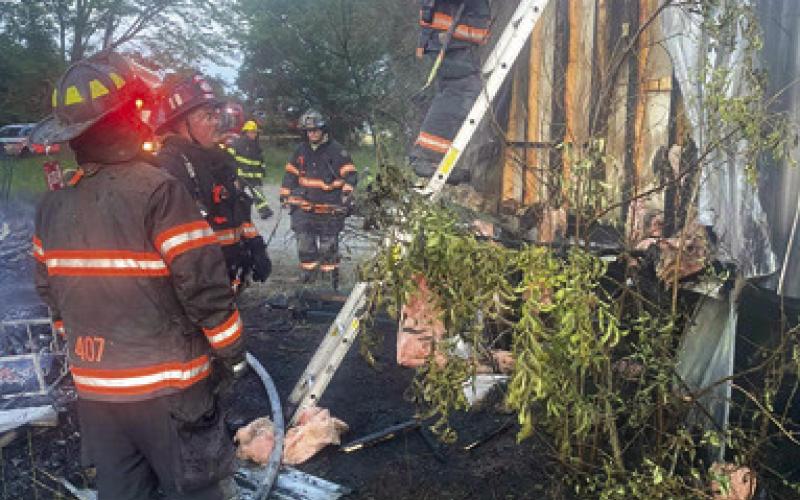 Firefighters from Columbus and Baxter Springs Fire Department provided mutual aid to Chetopa Fire Department at a structure fire Tuesday at around 7:47 p.m. The incident occurred near the corner of Southwest 60th and Star Road. No injuries were reported. Courtesy photo.
