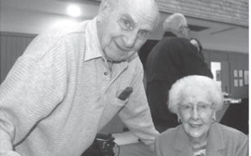 Among those attending the 100th birthday party for Virginia (Robinson) Moore was a family friend (above) Jim Cashero a western comedian. A West Mineral alumni, Carmen Boccia (below) attended the century birthday celebration party of Virginia Moore both were neighbors in the community.