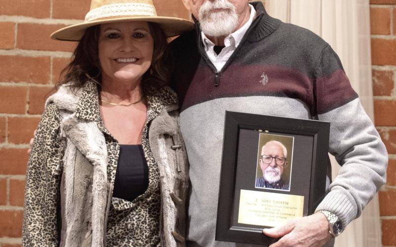 Kari Soper presented John Smittle with his Educator Hall of Fame recognition at the annual Chamber of Commerce Dinner. Smittle taught in both the junior high and the high school.