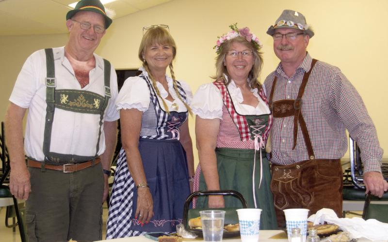 Attending the St. Bridget’s annual Octoberfest dinner was not enough as some folks came in German dress. Rod and Carla Pulliam of Cherokee and Mary Riggin and Bob Duffin added to the festivities.