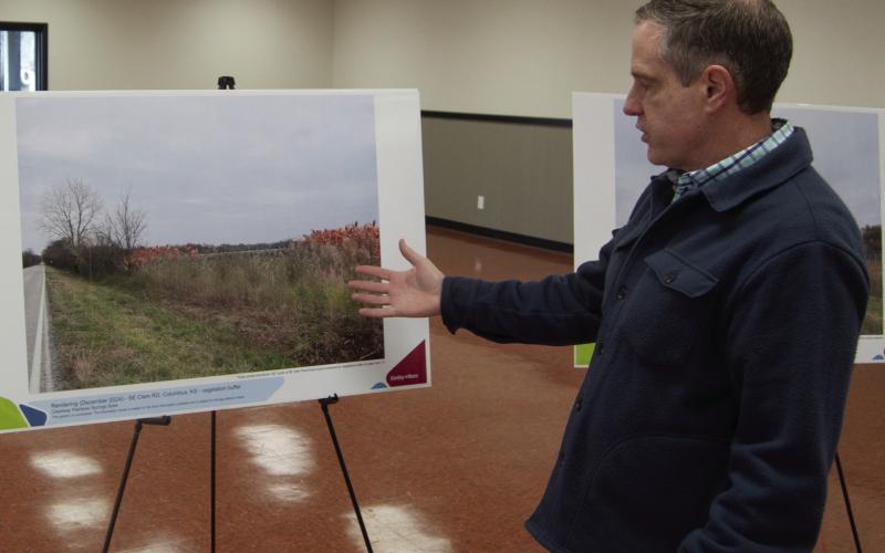 Baxter Springs city officials were busy earlier this week as they had representatives from two companies seeking to put solar farms in Cherokee County attempting to get approval of the governing body. Barry Matchett, of Denver, Colorado, representing Clearway Energy had a series of altered photos demonstrating what the solar farm would look like from Clem Road.