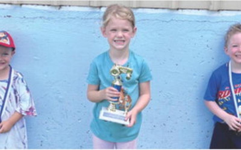 The annual Farm Bureau Pedal Tractor Pull once again this year led the opening night at the Fair on Tuesday. The winners in the four-year-old bracket were Margo Barcus in first place, Stetson Gregory in second place and third was Uri Hester.