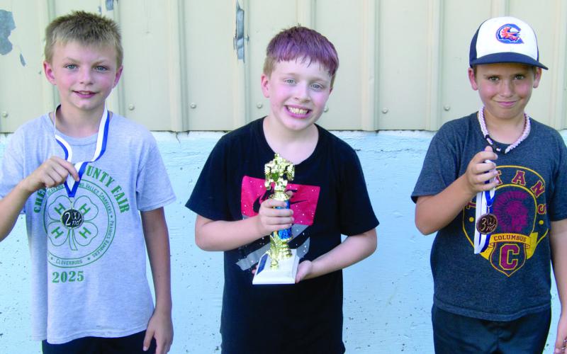 In the 9-year-old division Alec Garten won first place, Jackson Cain was second and Logan Simpson was third. The winners are qualified to compete in the pedal tractor pull at the Kansas State Fair in Hutchinson.