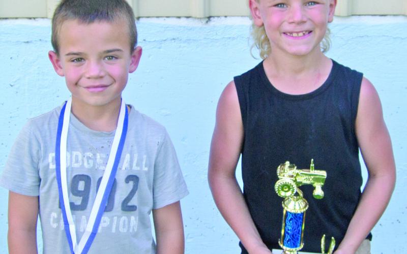 Only two pullers in the eight year old competition with Tyson Capron taking first place and Josh Lacen in second.