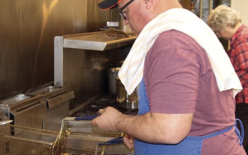 Every Friday evening through Lent the Knights of Columbus at St. Bridget’s Parish will have their annual fish fry. Chip Herrenbruck was in charge of the fryer.