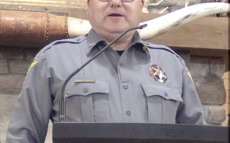 Sheriff Brian Henderson spoke at the Farm Bureau Legislative Dinner about upgrades and training in his department.