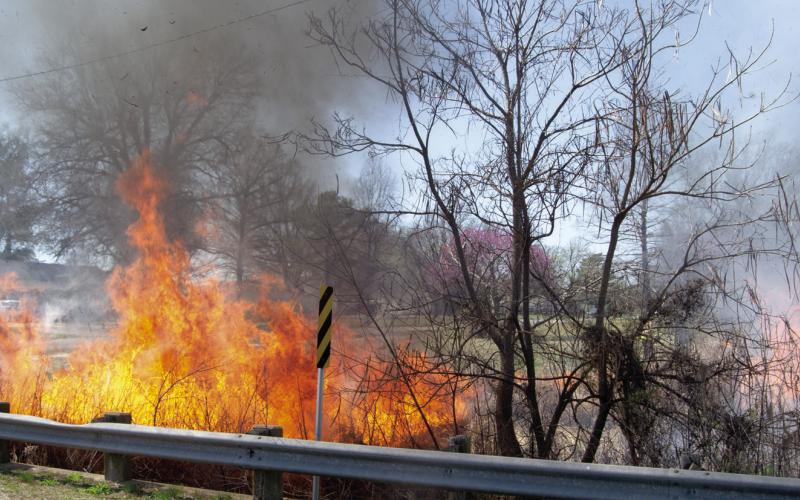 The Columbus Fire Department working with the City Public Works department did a controlled burn of the Brush Creek area near Country Road between Vermont and Florida streets on Tuesday. “We are hoping to clean up this area to help with water flow and appearance,” said City Superintendent Randy Coble. The Fire Department back burned the surrounding area before starting the fire in the creek bed.