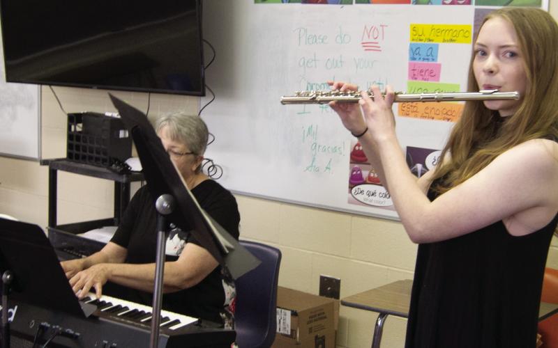 Competing in the CNC League Music Festival Wednesday at Columbus High School flautist Ginney Elliott competed with students from the CNC League schools. Columbus hosted the competitions throughout the school.