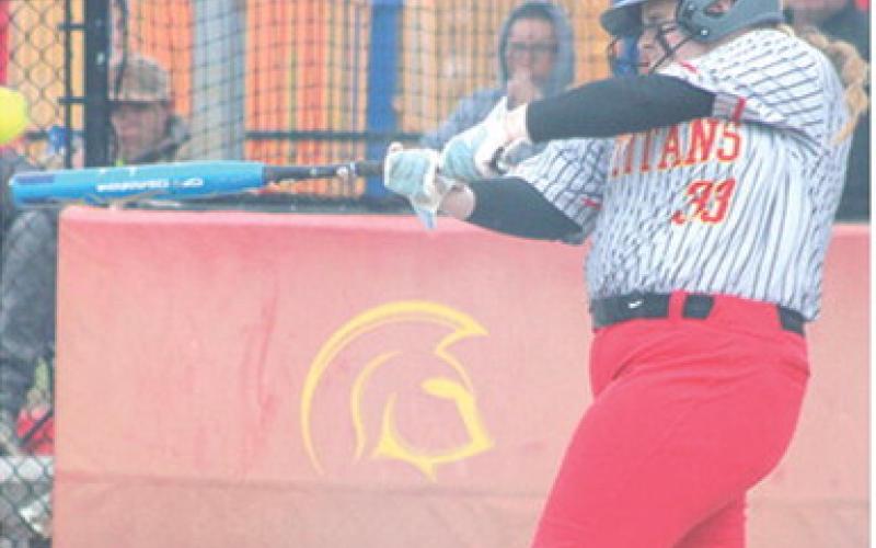 Lady Titan Senior, Madisen Rand hit a two-out double in the bottom of the seventh inning to drive in senior, Katy Mooney for the winning run, 3-2, against the Fort Scott Lady Tigers, Thursday, at Rockett Field. Madisen had two hits in the game with one Run-Batted-In and one walk.