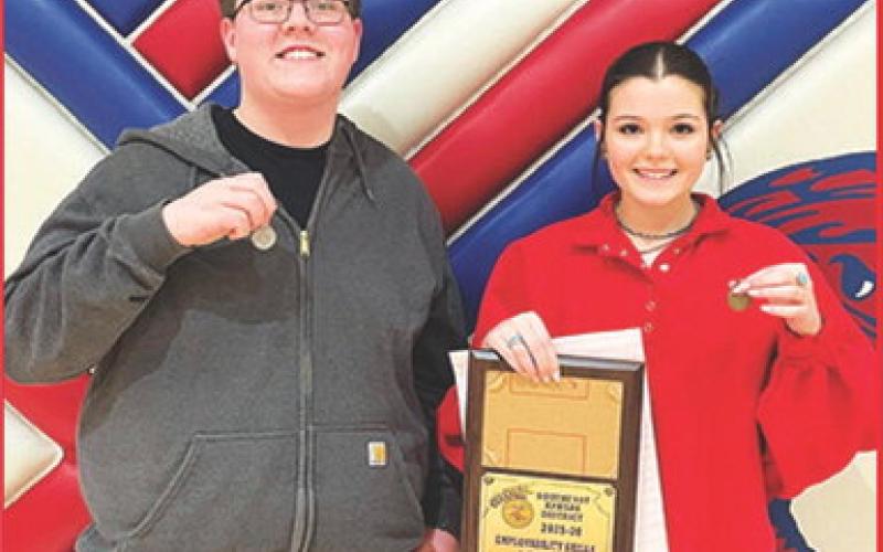 The Colmbus FFA Employability Skills B Team took first place at the Southeast District Contest recently in Eureka. Isaac Johnson was the second high individual and Madison Duling placed as first high individual in the freshman/sophmore, B, level. Courtesy photo.