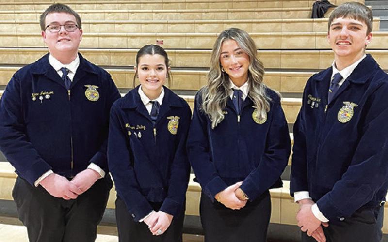 The Colmbus FFA Employability Teams competed at the Southeast District Contest recently in Eureka. Isaac Johnson and Madison Duling, B Team and Faith Williams and Trenton Lacen, A Team. Courtesy photo.