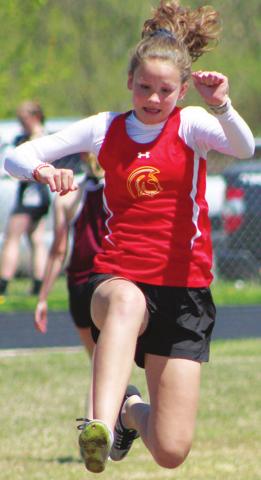 Lady Titan Ruby Stover placed first in the long jump event at the Columbus Eighth Grade Invitational Track and Field Meet, Monday. Ruby topped her personal best with a winning leap of 12 feet, 11 inches.