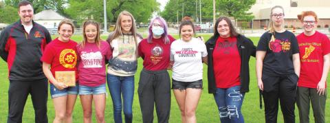 The Lady Titan Cross Country Team was introduced and recognized during the Annual Titan Booster Club Award Ceremony, May 5 at Titan Stadium. Head Coach Luke Henke introduced senior, Dixee Lacen, freshman, Sophie Lloyd, sophomores, Montana Ohmart and Ella McElroy, junior, Erin Lima, managers, Kaitlynn Hunt and Rylie Head and sophomore, Korri Combs were present for the event. Not pictured senior, Avery Campbell and sophomore, Maddie Buergin.