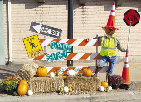 It’s time for the Scarecrow Contest for Columbus Day. Businesses, individuals and organizations are invited to compete. Last year Cherokee County Road and Bridge (above) and Mercy Columbus (below) had unique entries.