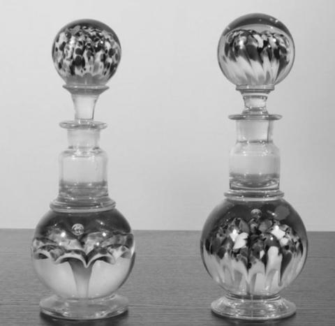These paperweight inkwells demonstrate the unique glassmaking styles of Millville, New Jersey, and showcase the skill and creativity of their glassworkers. Photo Credit: Alderfer Auction Company