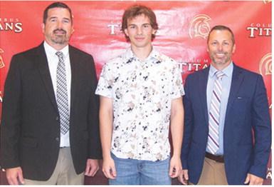 Jessee McBride was recognized by Columbus Unified High School Administrators, Dan Grundy and David Dainty during the Senior Assembly, May 16, in the CUHS Gymnasium. Jessee has plans to join the United State Marines.