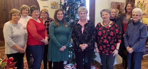 Members of Columbus Chapter V PEO held a Christmas luncheon for their December meeting. Those in attendance included Betty Martin, Rebecca Edmondson, Linda Grffitt, Susan Fiihr, Sarah Kellenberger, Jane Ann Turner, Toni Spieth, Jan Houser, Sammye Opela, and Janice Gaither. Courtesy photo.
