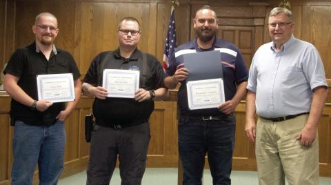 Three Columbus Police officers were recognized by Mayor Grant Spieth at the Columbus City Council meeting Monday night for their actions on October 16, 2020. They include Gary Holt, Arlo Lewke and Raymond Vazquez. Spieth commended the officers for their diligence.
