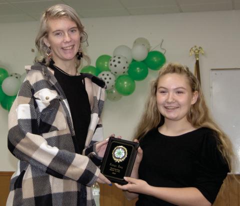 Jadeyn Ivey a member of the Spring Valley Sparklers, was named the Senior 4-H’er of the year. A ten year member of 4-H Jadeyn has been involved in Style Review, photography, cooking, arts and crafts, goats, breeding cattle, market lamb and the dog project. She is always been quick to help the younger kids and strives to make the best better.