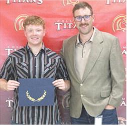 Kanyen Smith received the Ellis Family, Rooted in Rural Skilled Trade Scholarship in the amount of $8,000 during the 2025 Senior Assembly at the Columbus Unified High School Gymnasium, May 16. Matt Crain, USD 493 Administrator presented the scholarship.