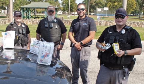 Columbus first responders and veterans were treated to a free lunch Wednesday in memory of the events that occurred September 11, 2001. Columbus Police Department was represented by Officer Denise Burns, Animal Control officer Jeff Woods, Chief of Police Kyle Clark and Officer Arlo Lewke.