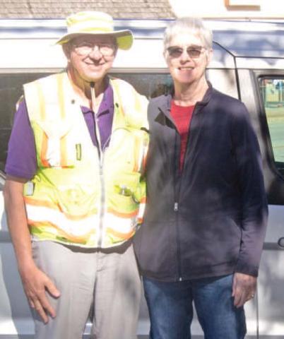 Glenn J. Koster, Sr. and Charlcie were parked in front of the County Courthouse after Glenn walked from Oswego to Columbus recently. He is currently walking across Kansas.