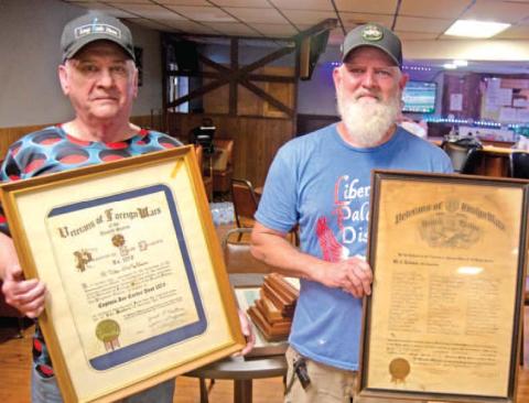 VFW Commander Jeremy Carriger and Steve Hale were moving the club charters from the former home to a new location at the American Legion building.