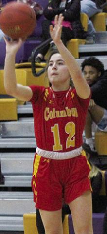 Lady Titan Junior, Ava Harman, shoots for three points, in the non-conference road win over the Lady Golden Tornados, Monday, in Coffeyville.