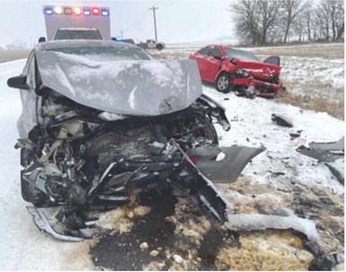 Slick roads may have been a factor in this two vehicle injury accident Wednesday