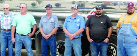 Farmer’s Coop truck drivers were at the Coop Store to wish Jeff Watkins well in retirement. Those present were Doyle Crain (retired) David Bowin, Watkins, Brian Clugston, Mike Soper and Josh Green.