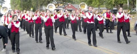 Members of the Columbus Junior High Band will be marching down Maple during the Columbus Day Parade. The parade will begin at 9:40 a.m. Saturday and will travel east on Maple to Tennessee.