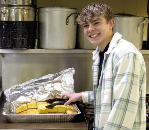 It is the time of the year for organizations to have fundraisers with local favorites from the kitchen. The Columbus Lions Club held their annual Bean or Vegetable Soup feed at the St. Rose Parish Hall on Thursday, March 6. Easton Long, a member of the Leo Club at Columbus High School helped serve the homemade cornbread.