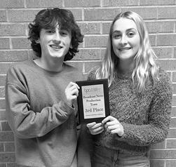 Columbus High School Business Professionals of America attended the State Leadership Conference in Wichita last week. John Smith and Mallory Thompson (pictured) placed third for Broadcast News Team, qualifying them to compete at Nationals in Chicago this May. Fifth place for Financial Analyst Team went to, Brandon Stice, Lydon Lovesee and Tavin Rasmussen and sixth place for Financial Analyst Team was awarded to Lilian Ruddick and Kolton Delmont. Courtesy photo.