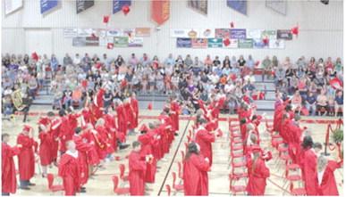 Columbus USD 493 graduates threw their caps in the air in instant celebration of the completion of the graduation ceremonies on Saturday.