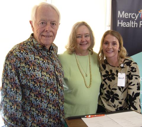 Donors Wes and Jan Houser were present at the blessing of the new Infusion Center in the Mercy Columbus Hospital with Columbus Hospital Administrator Angie Saporito. The dedication was held Wednesday.