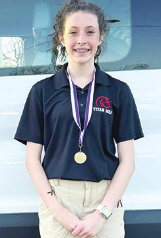 Lady Titan Natalie Wary placed eighth in the Pittsburg Middle School Golf Tournament, Monday, at the Four Oaks Golf Course. Courtesy Photo.