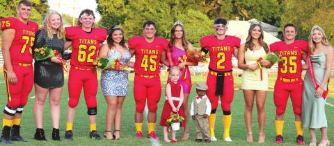 The 2021 CUHS Homecoming Queen and her court were crowned in ceremonies prior to the Titan win over Baxter Springs, Friday, at Titan Stadium. Senior, Lily Mooney, was chosen as queen, she was escorted by senior, Gabe Martin. The Queen's Court are: seniors, Kody Schalk, Jade Fouts, Nathan Stice, Erin Lima, Martin, Mooney, Jaxson Haraughty, Emma Vilela, Trent Smith and 2020 Homecoming Queen, Evie Parsons. Crown bearers are Amyx Evans and Miles Reeves.