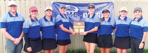 The St. Mary’s-Colgan Lady Panthers, set the stage for a repeat of their state title with their Kansas Class 3-2-1A Regional Championship win, Monday, at the Crestwood Country Club in Pittsburg. The team is coached by first-year head coach, Kim Scripsick and assistant coach, Wes Leach. Team members are: Ali Scripsick, junior; Greta Ison, junior; Audrey Goetting, junior; Zoey Smith, junior; Molly Swezey, freshman; and Ava Scripsick, freshman. Courtesy Photo.