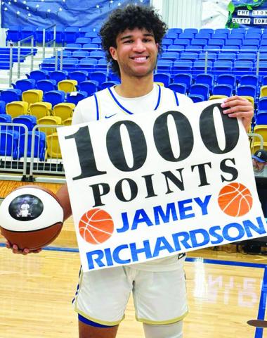 Riverton Senior, Jamey Richardson, scored 29 points in Friday’s home win over Baxter Springs, 49-45, putting his career point total over 1,000. The Rams will be in Columbus tonight for a CNC League match-up with the Titans.