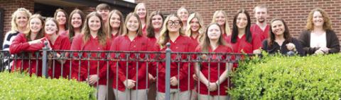 Members of the 2024 Radiography program graduating class pose for a photo outside the LCC’s Main Building. Among those pictured include graduates of Columbus Unified High School. Courtesy photo.