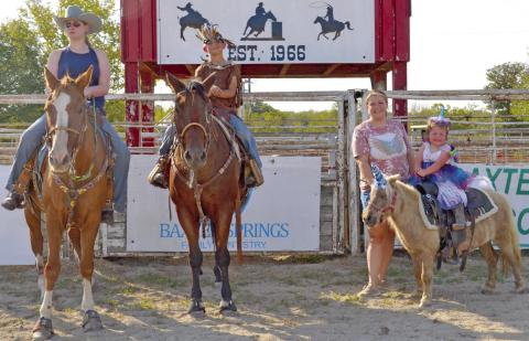 Baxter Springs Saddle Club held a Halloween costume contest recently winners and their horses were Sydney Owens, ages 11-14 winner. Cash Hibbs, ages seven -10 winner, Taylor Hibbs and Lynnyn Hibbs age six and under winner.