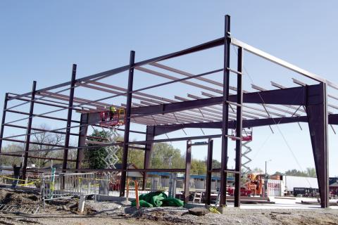 Construction continues on the new Baxter Springs Fire Station as the steel begins to take the shape of building. Construction is being handled by Crossland Construction.